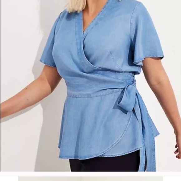 loft chambray wrap top